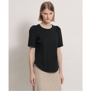 Theory Black Short sleeve ruched tee